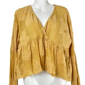 Aritzia Wilfred Augustine Peplum Blouse in Cairo Gold